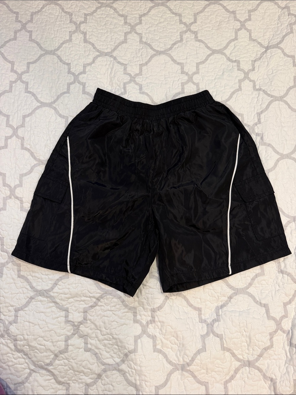 SHEIN Women’s Black Athletic Shorts with White Piping - Classic Performance